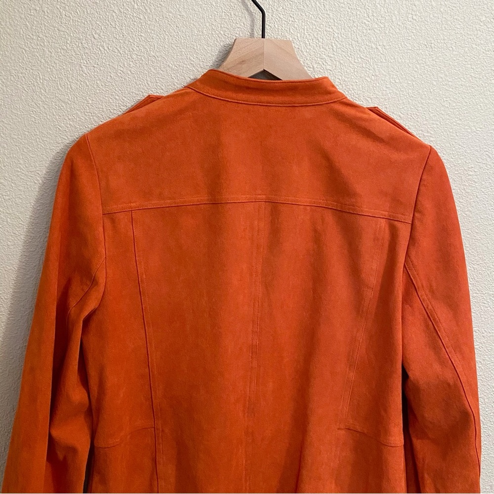 Chico’s Orange Faux Suede Military Inspired Snap Front Jacket - Medium - Picture 9 of 12